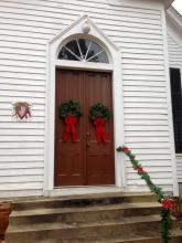 Decorated doors of the historic First Congregational Church